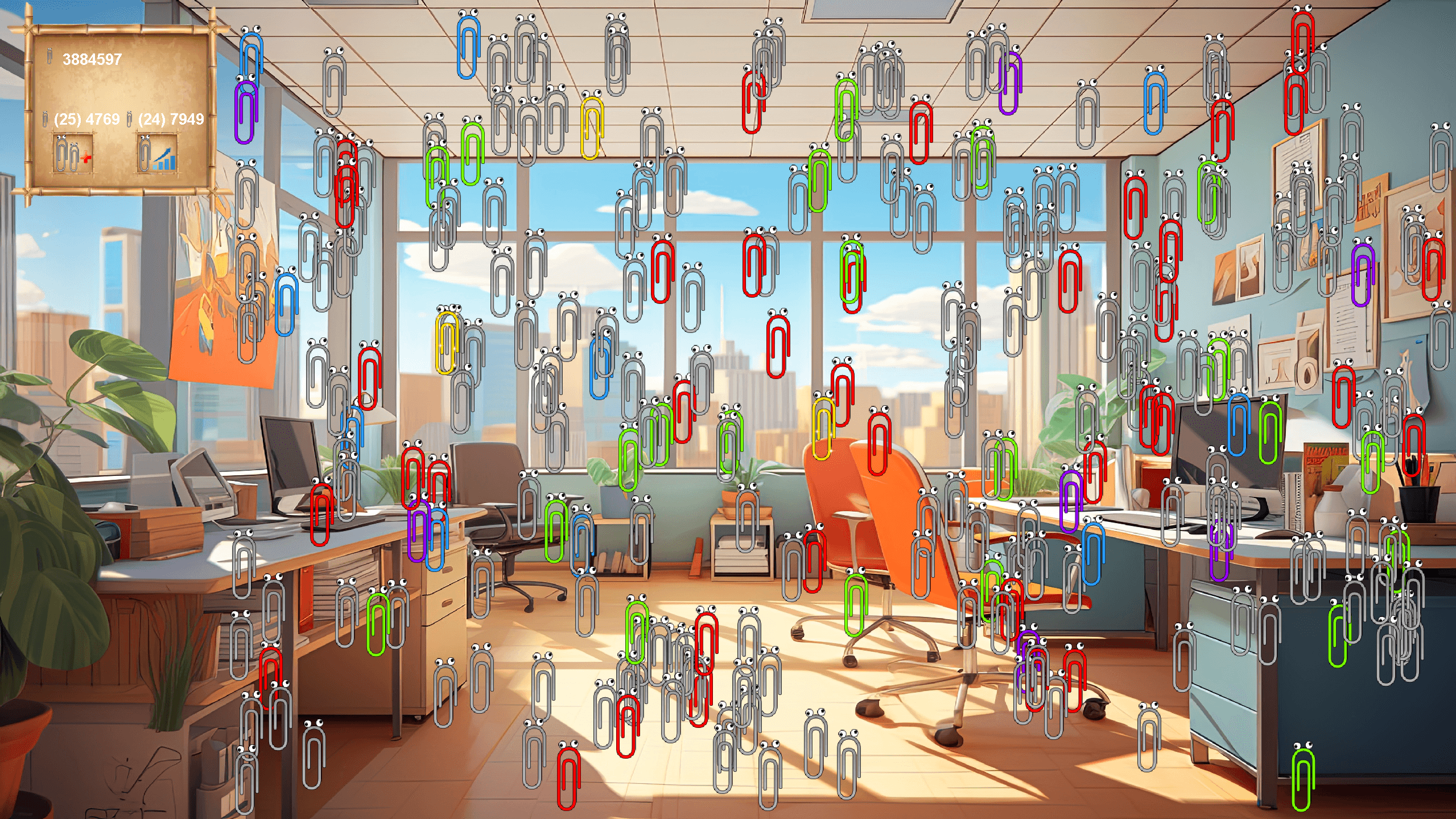 Nibs' Paperclip Collector game screen